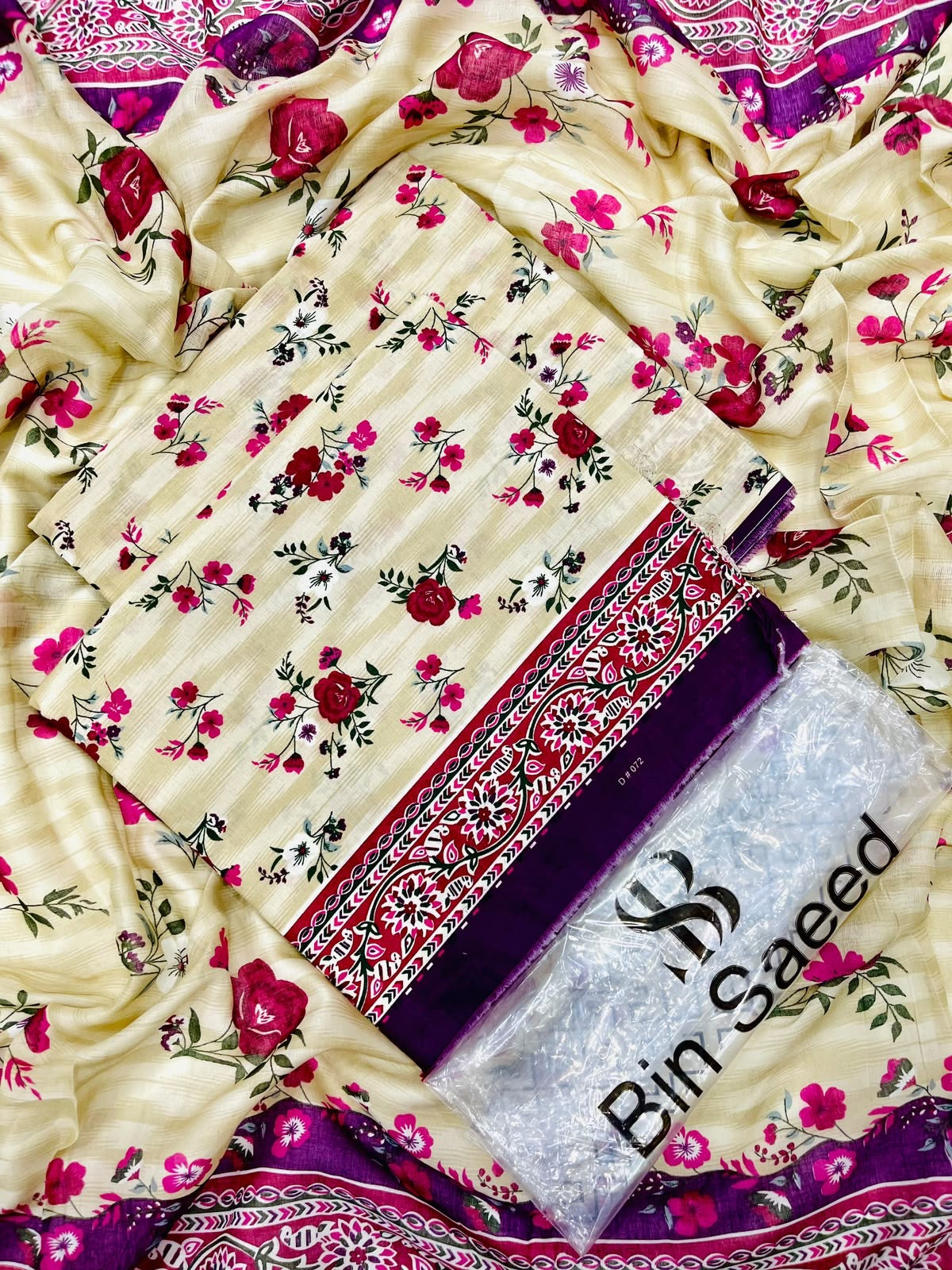 Bin Saeed Premium Lawn 3 Piece Unstitched Printed Suit