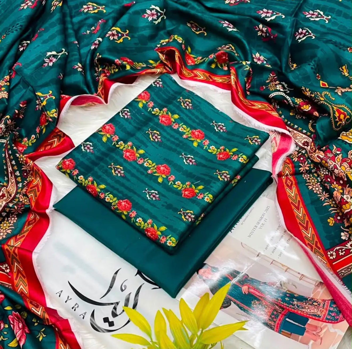 AYRA PRINTS Premium Linen 3-Piece Unstitched Suit – Winter Collection
