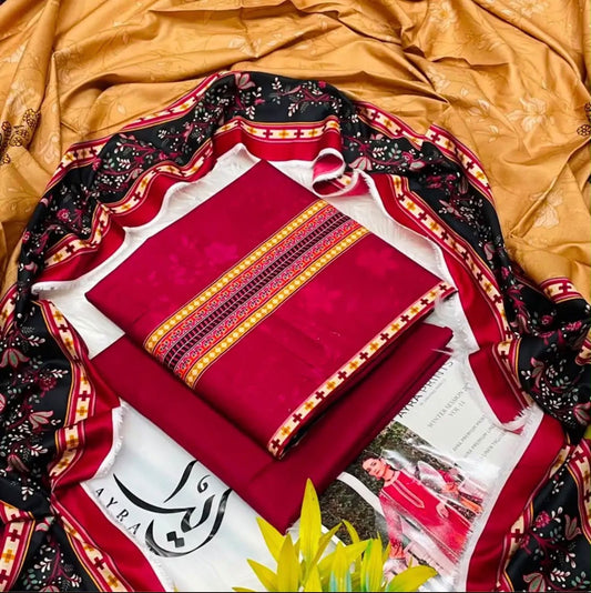 AYRA PRINTS Premium Linen 3-Piece Unstitched Suit – Winter Collection