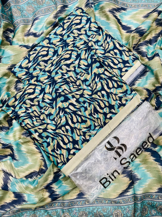 Bin Saeed Premium Lawn 3 Piece Unstitched Printed Suit