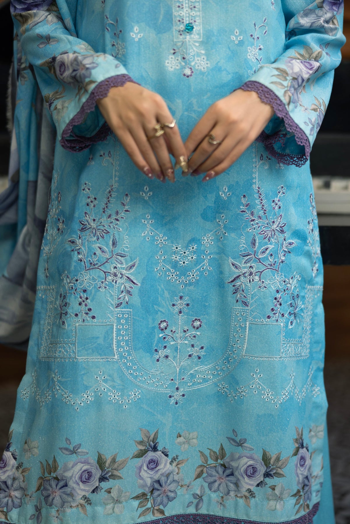 AZURA by Lamisah Karandi Embroidery 3 Piece Unstitched Digital Printed Karandi Suit