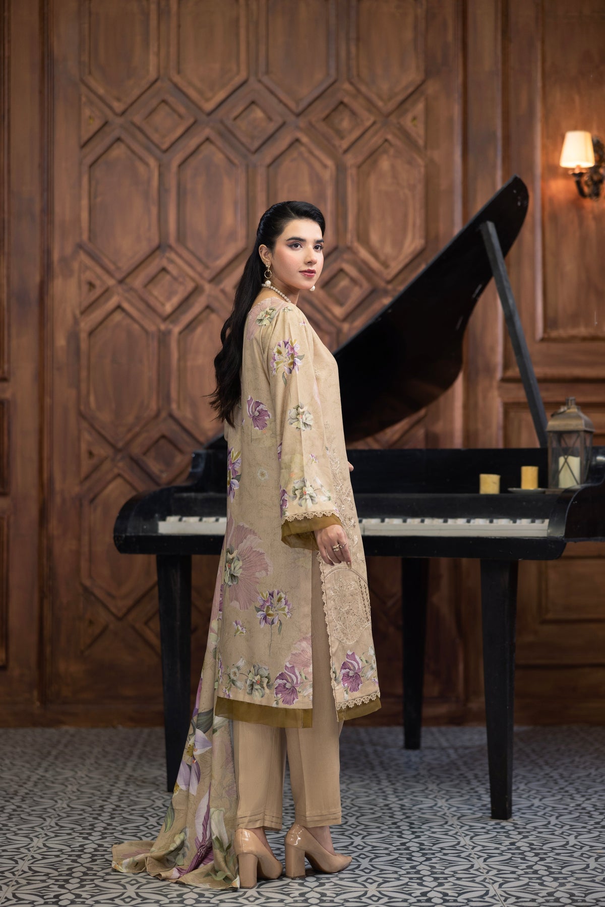 AZURA by Lamisah Karandi Embroidery 3 Piece Unstitched Digital Printed Karandi Suit