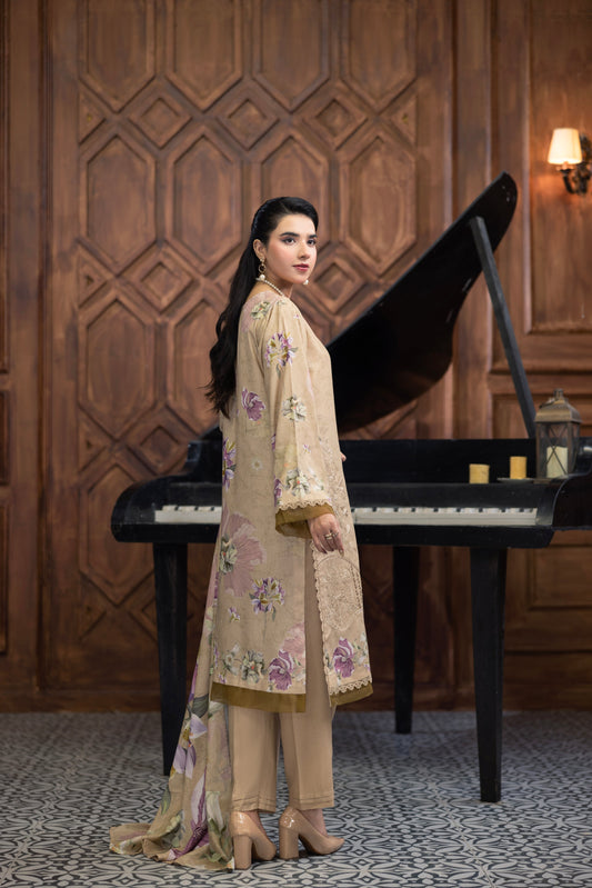 AZURA by Lamisah Karandi Embroidery 3 Piece Unstitched Digital Printed Karandi Suit