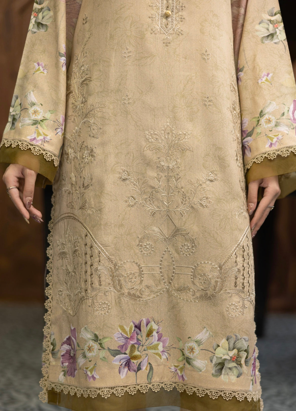 AZURA by Lamisah Karandi Embroidery 3 Piece Unstitched Digital Printed Karandi Suit