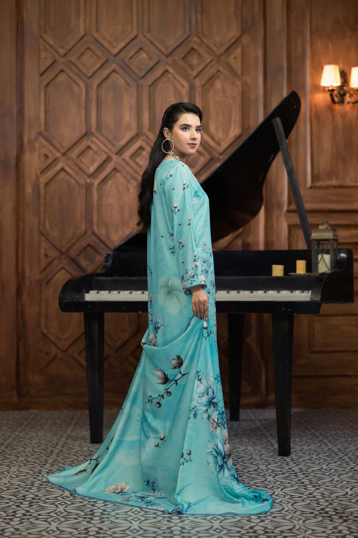 AZURA by Lamisah Karandi Embroidery 3 Piece Unstitched Digital Printed Karandi Suit