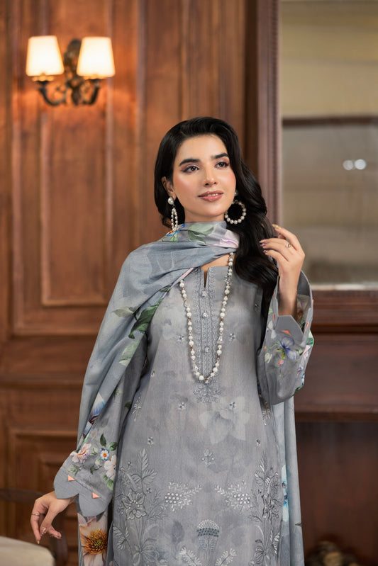 AZURA by Lamisah Karandi Embroidery 3 Piece Unstitched Digital Printed Karandi Suit