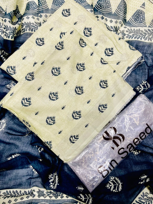 Bin Saeed Premium Lawn 3 Piece Unstitched Printed Suit